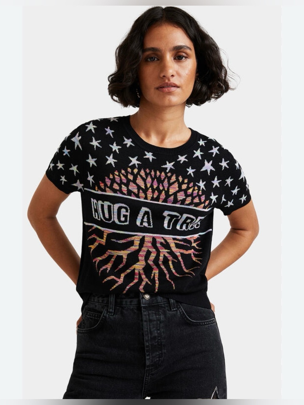 Desigual hug and tree sweater size small